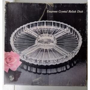 Godinger Crystal and Silver Plate Empress 5 Compartment Relish Dish Italy VTG